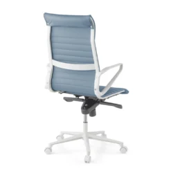 Sillón oficina Diseño Forli, estructura blanca, respaldo alto, ecopiel