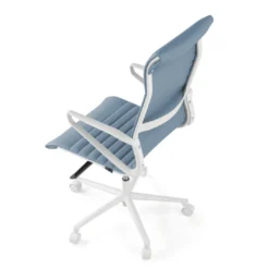 Sillón oficina Diseño Forli, estructura blanca, respaldo alto, ecopiel