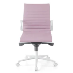 Sillón oficina Diseño Forli, estructura blanca, respaldo bajo, ecopiel