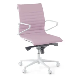 Sillón oficina Diseño Forli, estructura blanca, respaldo bajo, ecopiel