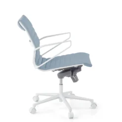 Sillón oficina Diseño Forli, estructura blanca, respaldo bajo, ecopiel