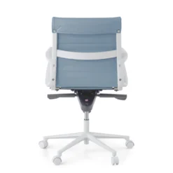 Sillón oficina Diseño Forli, estructura blanca, respaldo bajo, ecopiel