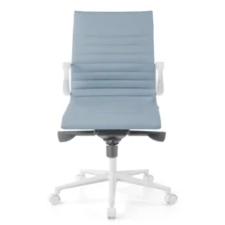 Sillón oficina Diseño Forli, estructura blanca, respaldo bajo, ecopiel