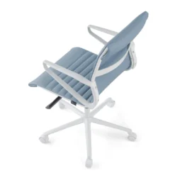 Sillón oficina Diseño Forli, estructura blanca, respaldo bajo, ecopiel