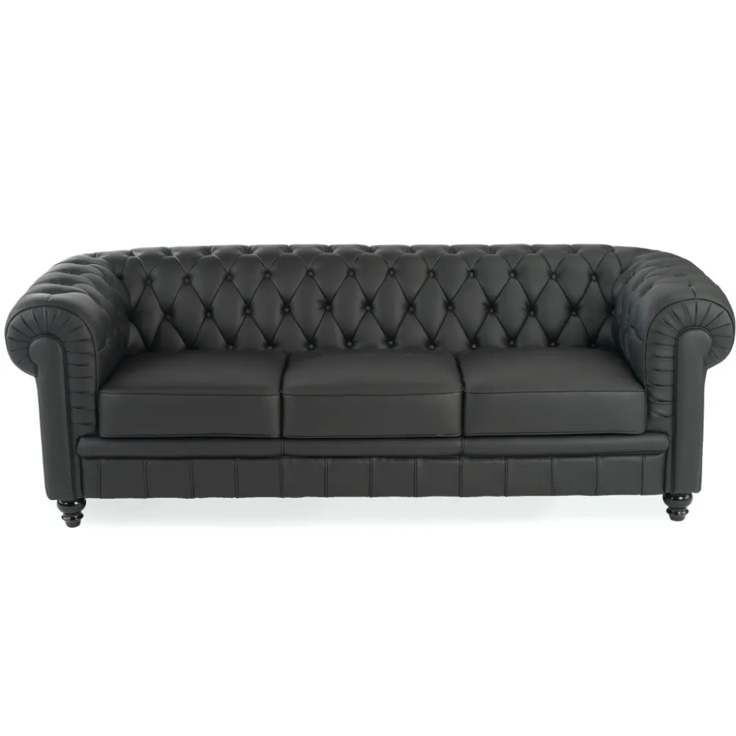Sofa capitoné de recepción Chesterfield 3 plaza negro
