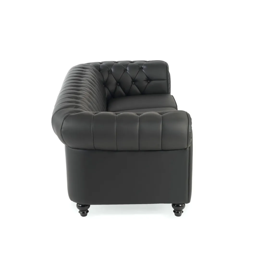 Sofa capitoné de recepción Chesterfield 3 plaza negro