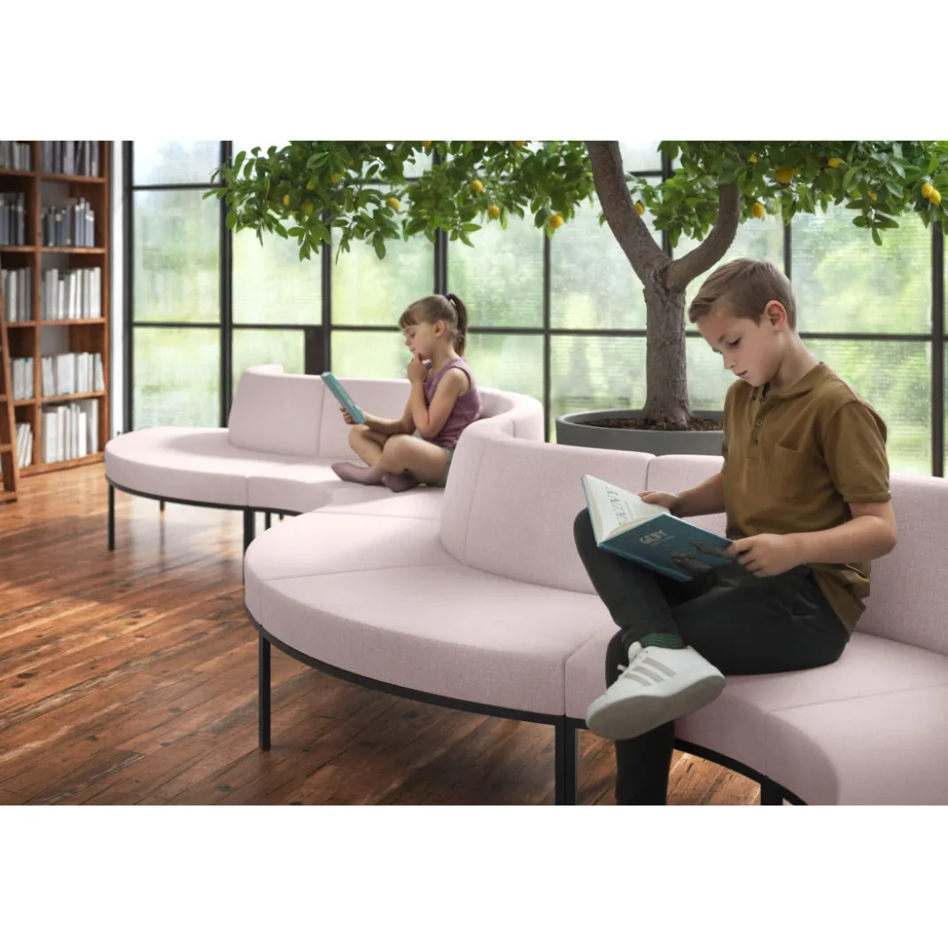 Sofa de Espera Pylos Curvo, Módulo Concavo + Convexo 4 asientos