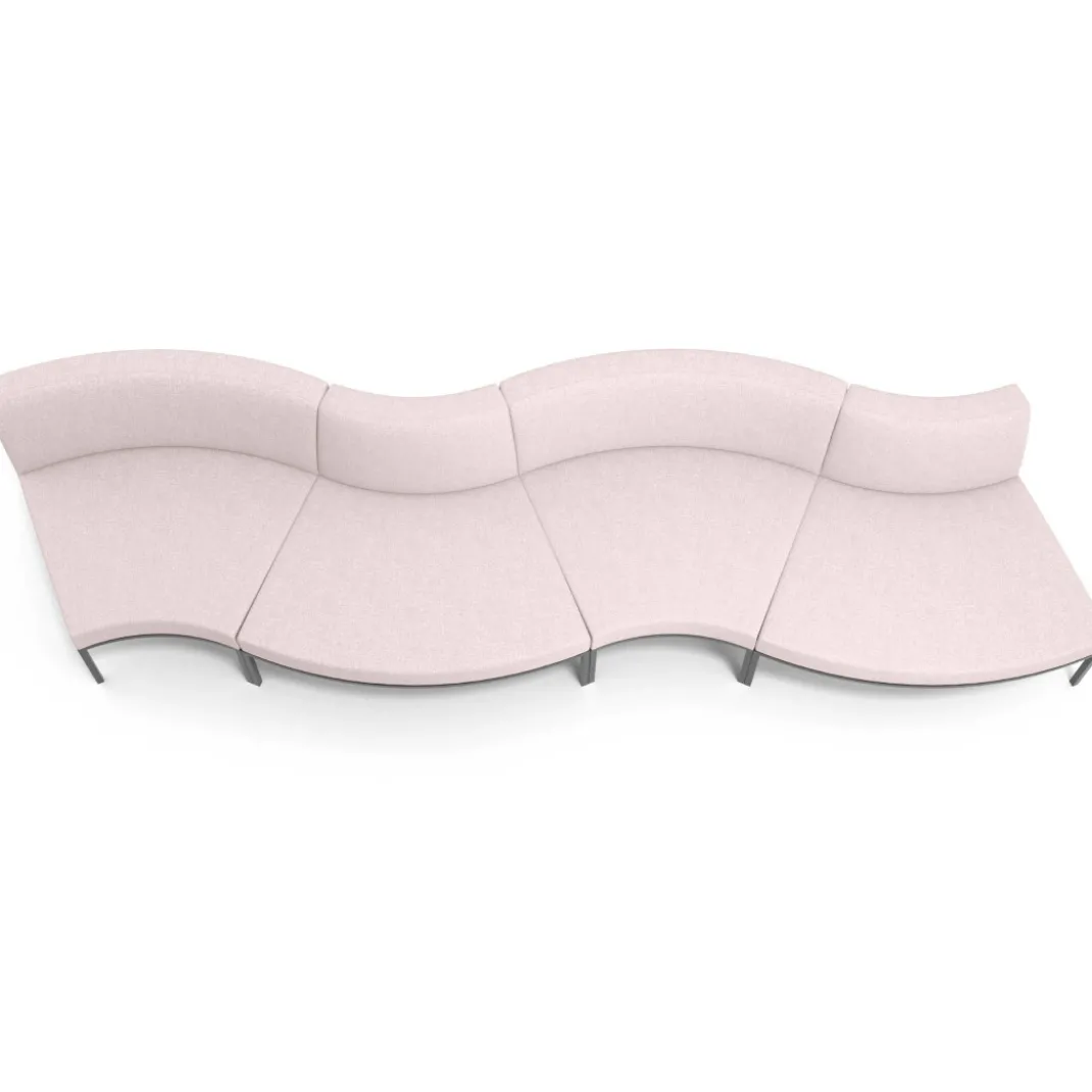 Sofa de Espera Pylos Curvo, Módulo Concavo + Convexo 4 asientos