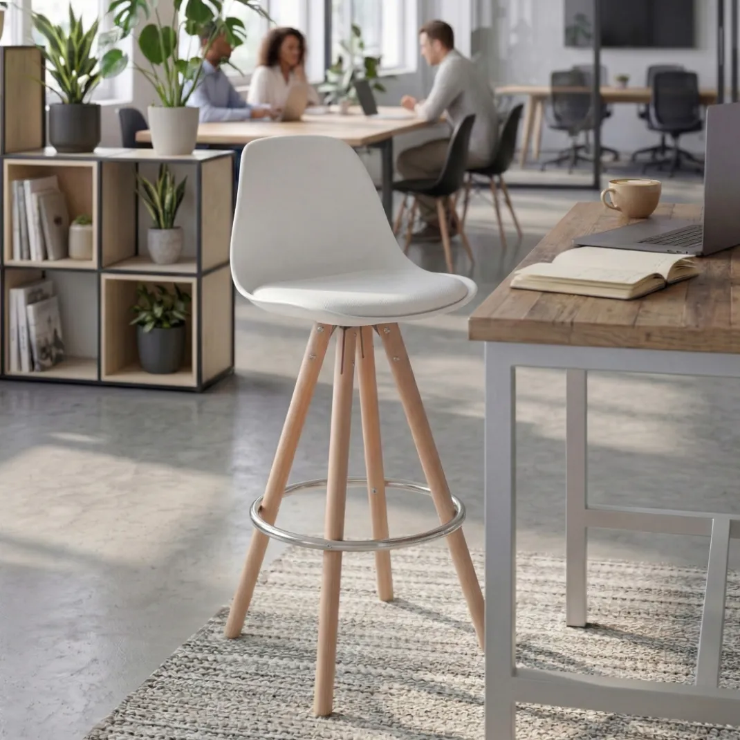 Taburete de oficina Nordic, madera maciza