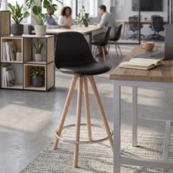 Taburete de oficina Nordic, madera maciza