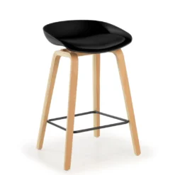 Taburete de oficina Uma, patas de madera