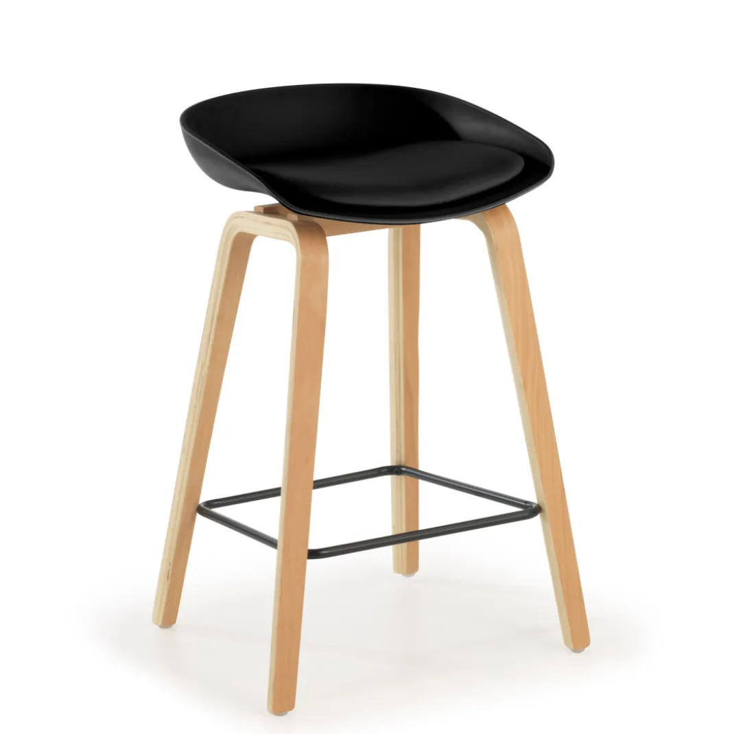 Taburete de oficina Uma, patas de madera