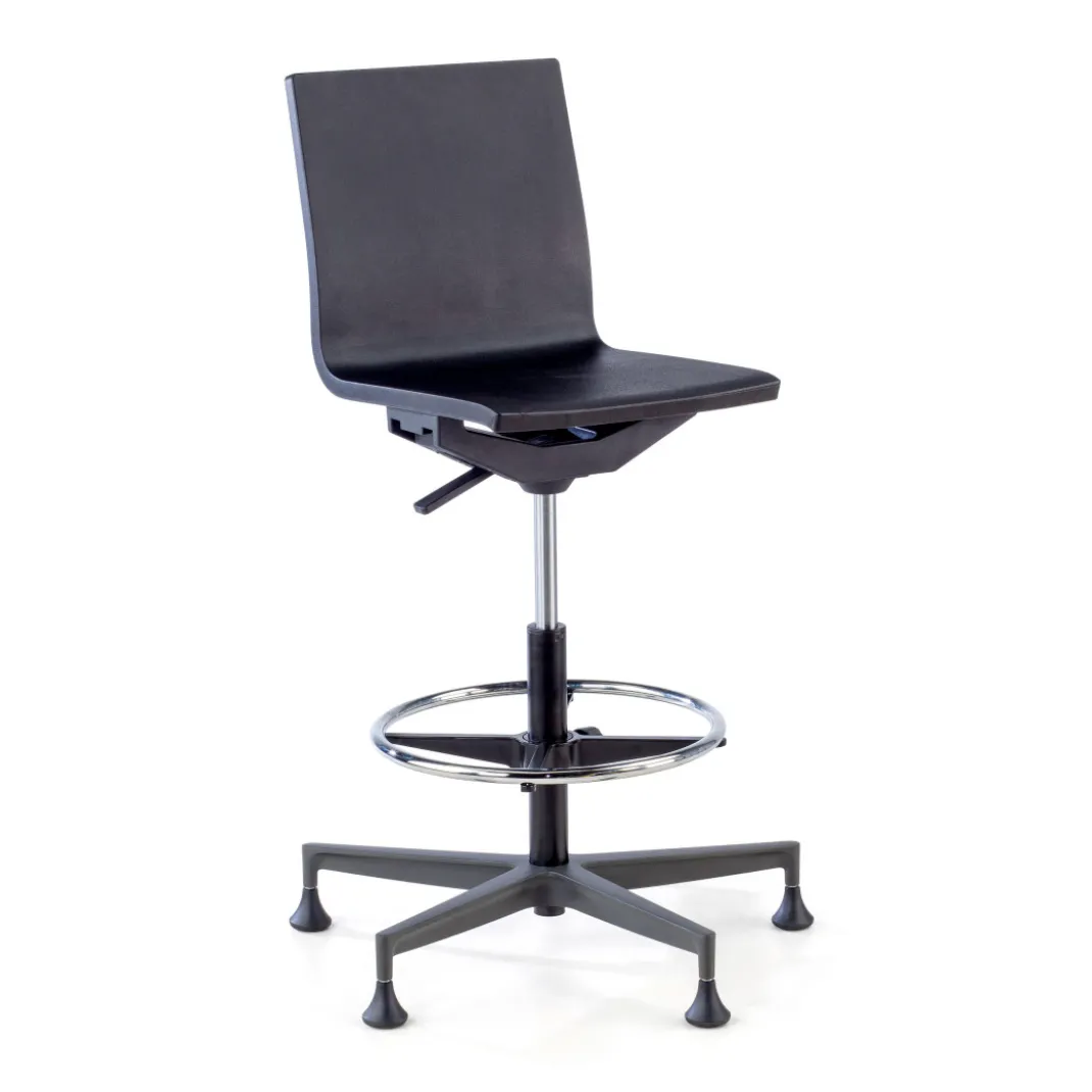 Taburete de trabajo Orbit, poliuretano rígido, base giratoria