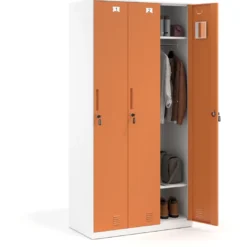 Taquilla de vestuario Strong 3 puertas 185x92cm, estructura blanca