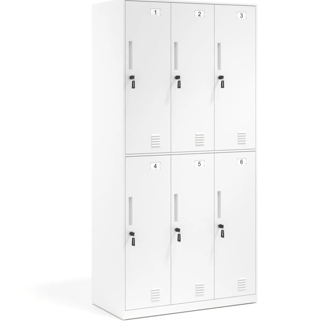 Taquilla de vestuario Strong 6 puertas 185x92cm, estructura blanca