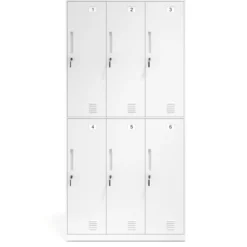 Taquilla de vestuario Strong 6 puertas 185x92cm, estructura blanca