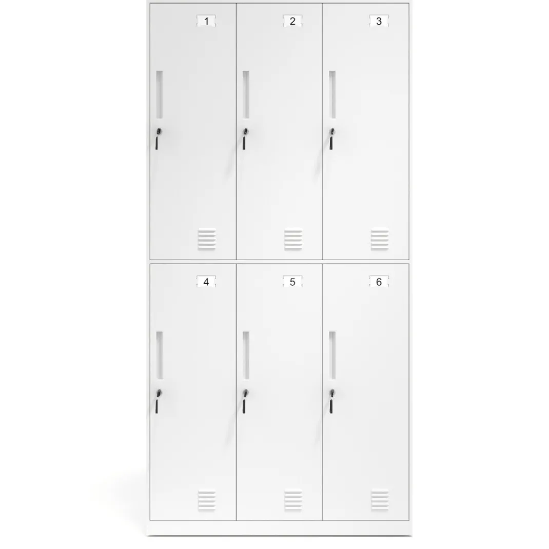 Taquilla de vestuario Strong 6 puertas 185x92cm, estructura blanca