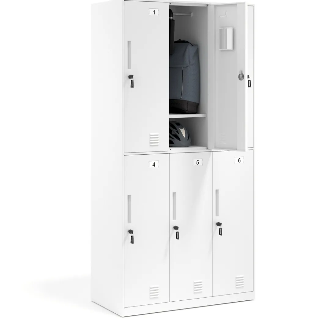 Taquilla de vestuario Strong 6 puertas 185x92cm, estructura blanca